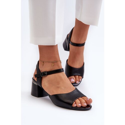 Kesi Women's low-heeled sandals made of eco leather Sergio Leone Black Cene