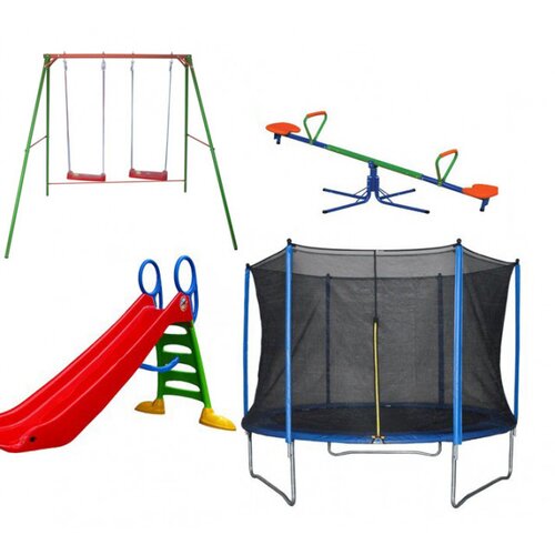  Dečiji komplet za dvori&scaron;te ( Playground 2A) Trambolina + Ljulja&scaron;ka + Tobogan + Klackalica Cene