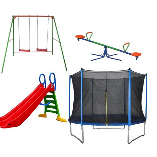  Dečiji komplet za dvorište ( Playground 2A) Trambolina + Ljuljaška + Tobogan + Klackalica Cene