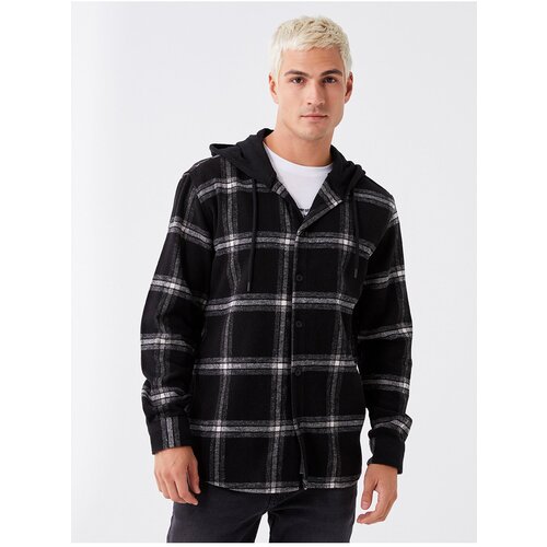 LC Waikiki men's regular fit long sleeve plaid shirt jacket with a hoodie. Cene