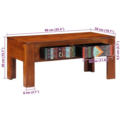  Stolić za kavu 90x50x40 cm od masivnog drva bagrema Slike