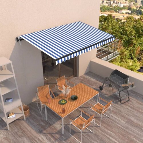 vidaXL avtomatsko zložljiva tenda 400x350 cm modra in bela Cene