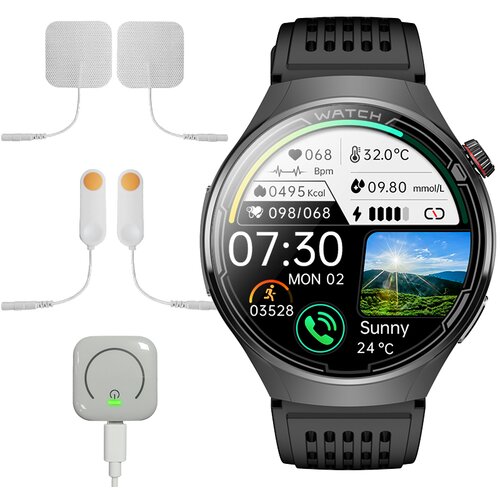 INF Pametna ura z EKG, Bluetooth klici in spremljanjem zdravja Black, (21402367) Slike