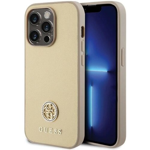 Guess OVITEK STRASS METAL LOGO CASE OVITEK ZA IPHONE 15 PRO MAX ZLAT, (21834232) Cene