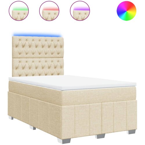 vidaXL Box spring postelja z vzmetnico krem 120x200 cm blago, (21306000) Cene