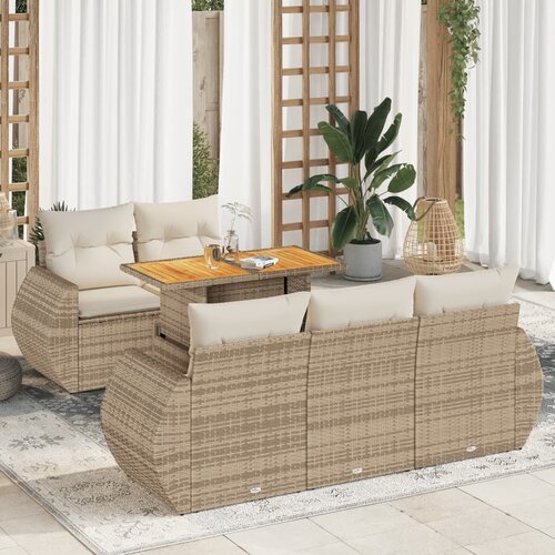 vidaXL 6-dijelni set vrtnih sofa s jastucima bež od poliratana Cijene