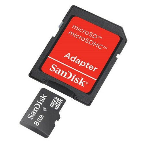 Sandisk MicroSDHC 8GB + adapter cl4 - SDSDQM-008G-B35A memorijska kartica Slike