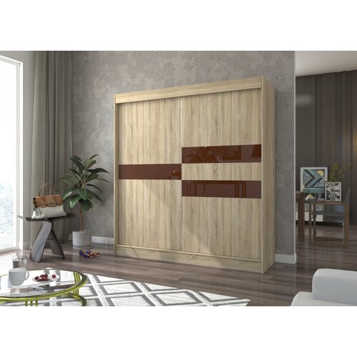 ADRK Klizni ormar BATIA s lakobel staklom 200 cm - SONOMA-�OKOLADNI LACOBEL Cijene