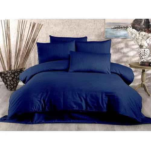 Mijolnir Tamno plava posteljina za krevet za jednu osobu od pamučnog satena 140x200 cm Lilyum –