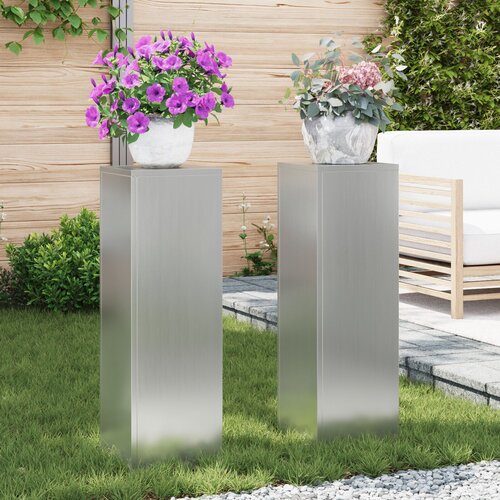 vidaXL držači biljaka Set od 2 Sivi Pocinčani čelik 24 x 24 x 75 cm Cijene