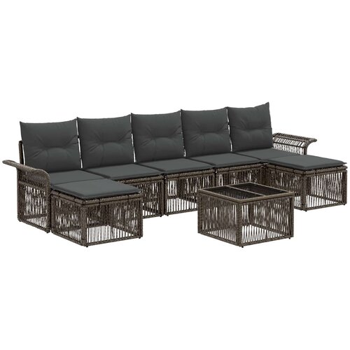 vidaXL Vrtna sedežna garnitura 8 pcs Siva poli ratan, (5000271928) Cene