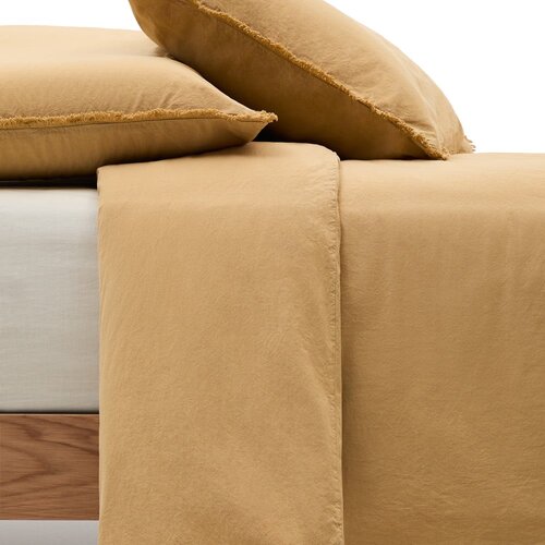 Kave Home Gorčično rumena enojna/podaljšana posteljnina iz bombažnega perkala 150x220 cm Sifinia – Cene