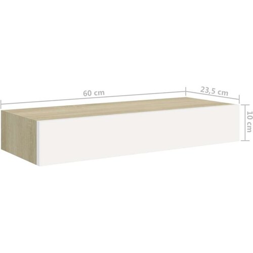 VidaXL zidne police s ladicama 2 kom hrast i bijele 60x23,5x10 cm MDF Slike