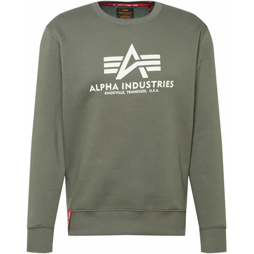 Alpha Industries Sweater majica kaki / bijela