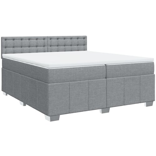 vidaXL Box spring postelja z vzmetnico svetlo siva 200x200 cm blago, (21321621) Cene