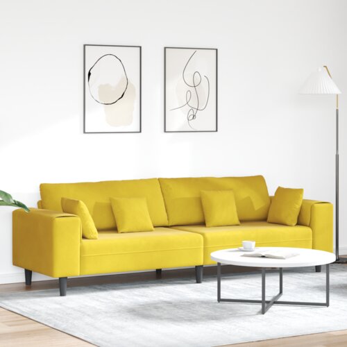  Baršunasta sofa s jastukom s jastukom Žuta 210 cm Baršun Cijene