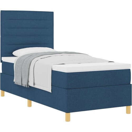 Box Postelja z vzmetnico z vzmetnico Modra 80 x 200 cm blago, (5000141921) Cene