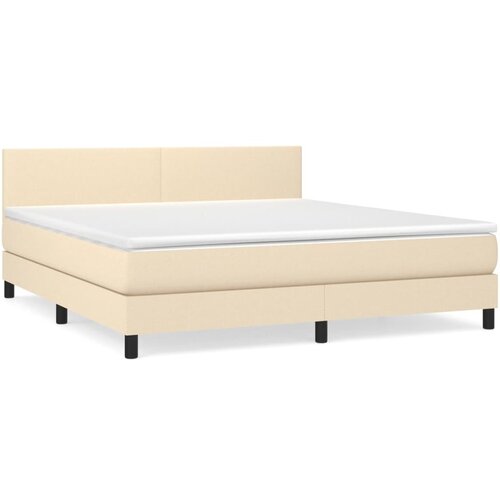VidaXL Krevet s oprugama i madracem krem 160x200 cm od tkanine Slike