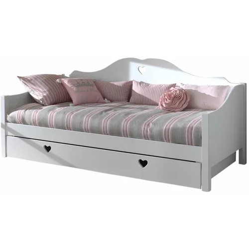 Vipack Bijeli dječji krevet od masivnog bora s dodatnim ležajem s prostorom za odlaganje 90x200 cm AMORI –