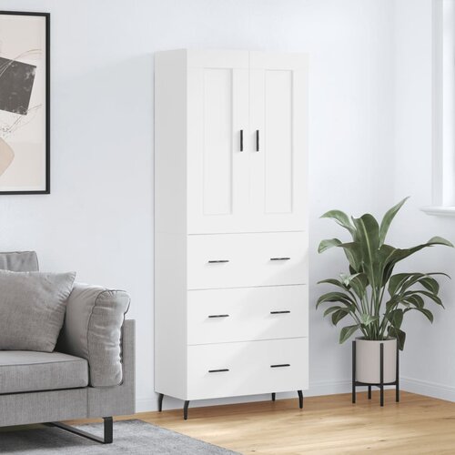 vidaXL Visoka omara bela 69,5x34x180 cm inženirski les Cene