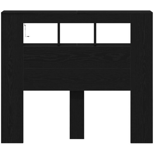  LED glava kreveta s policom Crni hrast 120 x 18,5 x 103,5 cm Slike