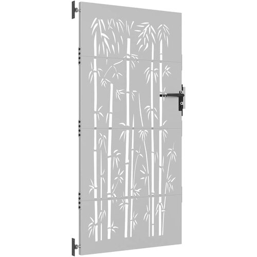  Vrtna vrata 85 x 175 cm od čelika COR-TEN s uzorkom bambusa Slike