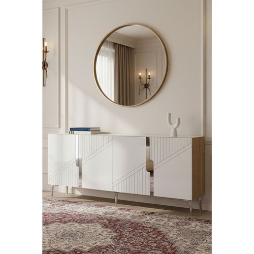 Hanah home komoda Evva 150, 125 cm, hrast Sapphire / bela / srebrna Cene