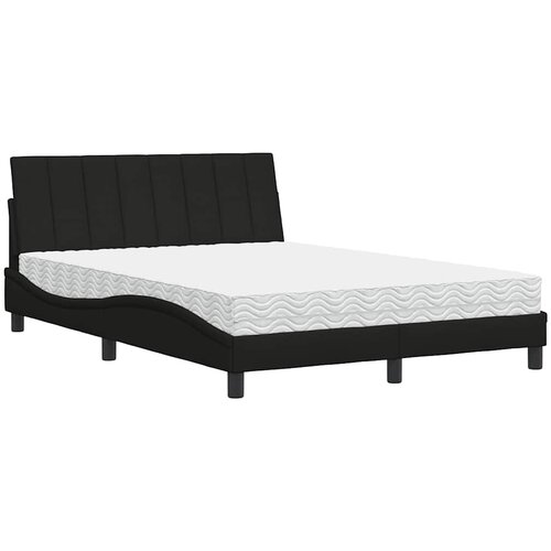 VidaXL Postelja z vzmetnico črn 140x190 cm blago, (22012017) Slike