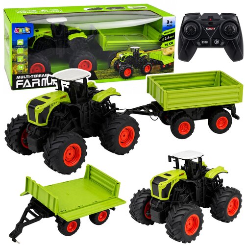 High Agricultural Tractor with Tipper Trailer, Remote Controlled, RC 1:16 Cene