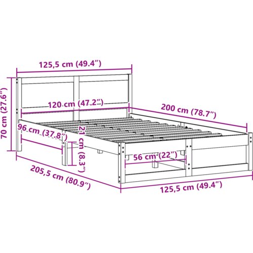  Okvir za krevet Bijela Drvo 120 x 200 cm Izdržljiv Slike