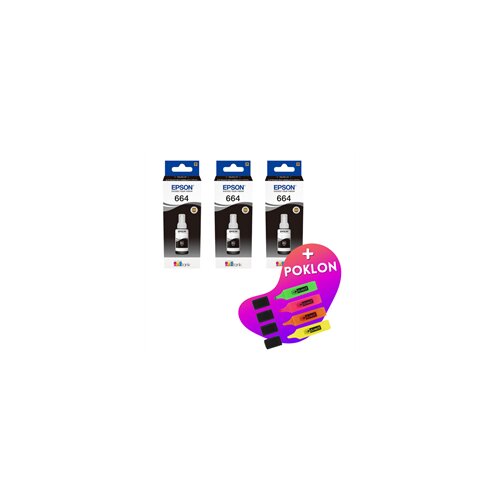 Epson Komplet bočica za C13T66414A (crna), original, 3 komada + GRATIS POKLON Slike