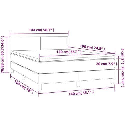  box spring s madracem LED tamnosivi 140x190 cm bar&amp;scaron;un Slike