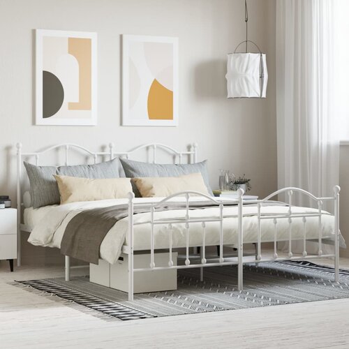 VidaXL Metalni okvir kreveta uzglavlje i podnožje bijeli 180x200 cm Slike