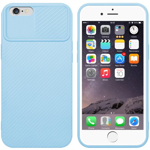 Cadorabo Ohi&amp;scaron;je, združljiv z Apple v Bonbon Light Blue - Za&amp;scaron;čitni pokrov, narejen iz fleksibilnega silikona TPU in z za&amp;scaron;čito pred kamero, (20617508) Slike