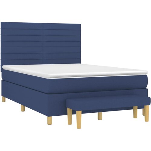  Krevet s oprugama i madracem plavi 140 x 190 cm od tkanine Slike