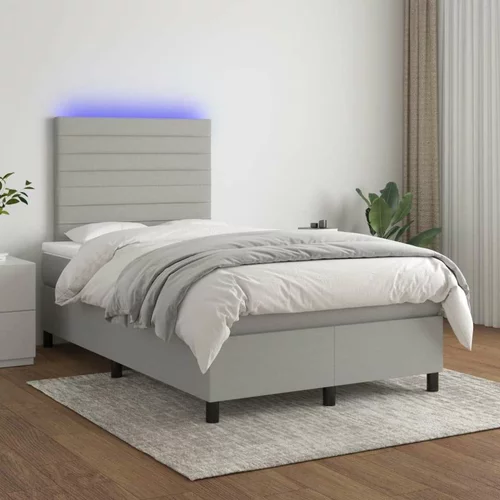  Box spring postelja z vzmetnico LED sv. siva 120x200 cm blago, (20929623)