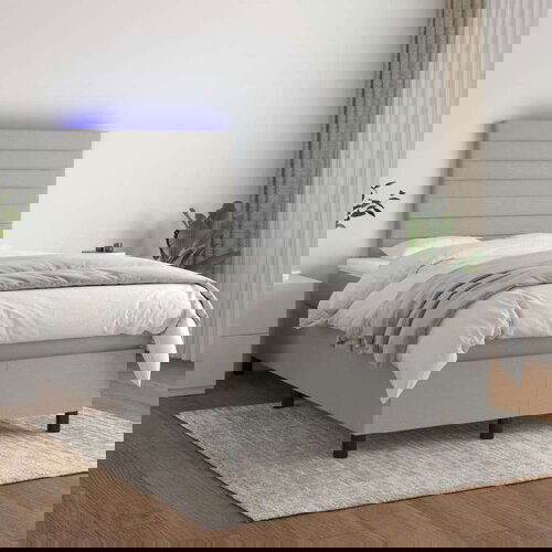  Krevet box spring s madracem LED svjetlosivi 120x200 cm tkanina Slike