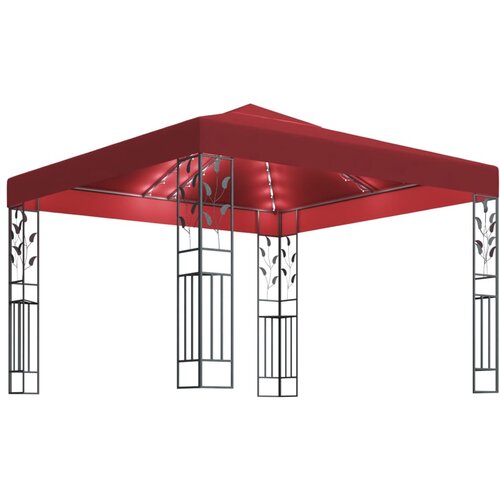 vidaXL Paviljon z LED lučkami 3x3 m vinsko rdeč Cene