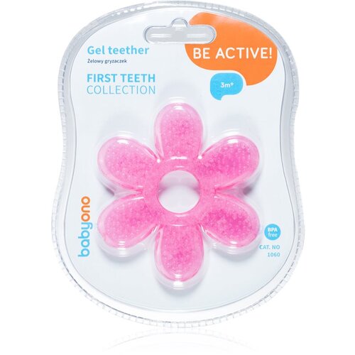 BabyOno Be Active Gel Teether grizalo Flower Pink 1 kos Slike