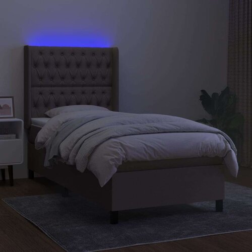  Krevet box spring s madracem LED smeđesivi 80 x 200 cm tkanina Slike