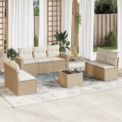 vidaXL 8-dijelni set vrtnih sofa od poliratana s jastucima bež Cijene
