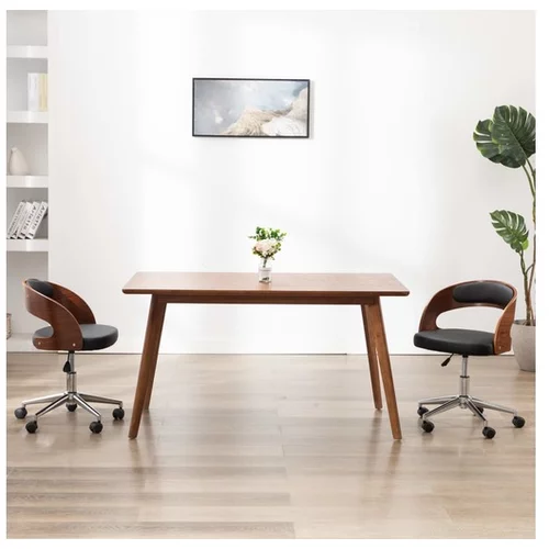  Vrtljiv pisarniški stol črn ukrivljen les in umetno usnje