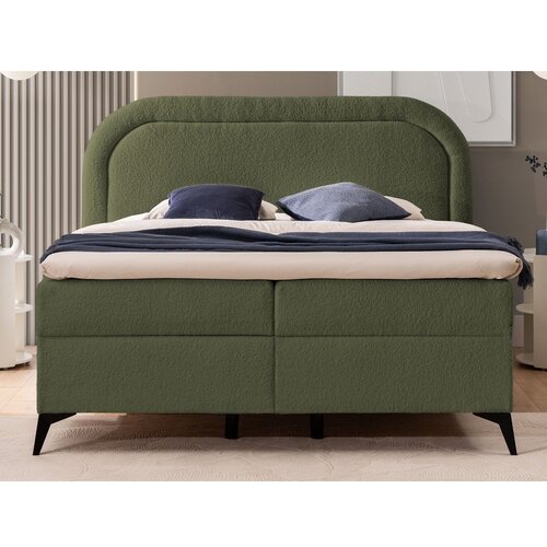 Ropez Zelena boxspring postelja s prostorom za shranjevanje 200x200 cm Ornes &amp;ndash; Slike