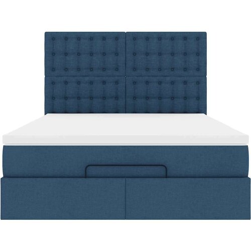 VidaXL otomanski okvir kreveta s madracem plavi 140x200cm od tkanine Slike