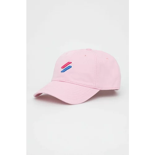Superdry Bombažna kapa roza barva