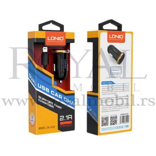 Ldnio auto punjač DL-C22 2.1A (iphone) lightning crni Slike