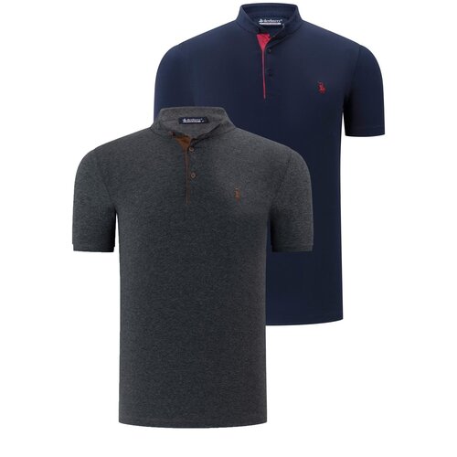 Dewberry DUAL SET T8560 MENS T-SHIRT-ANTHRACITE-NAVY BLUE Cene