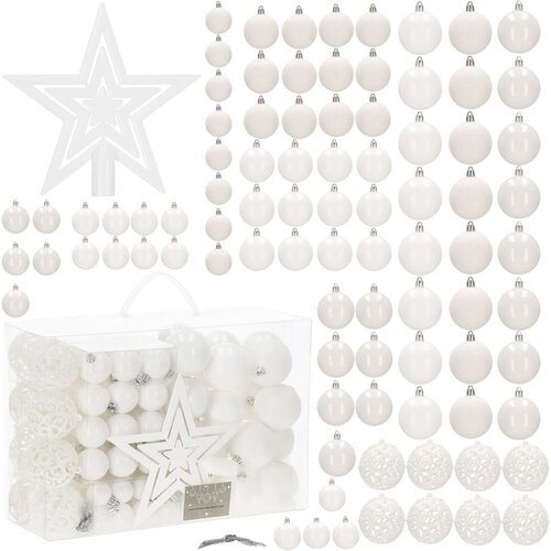  Set božićnih kuglica 3–6 cm – 101 komad, nijansa bijele Cene