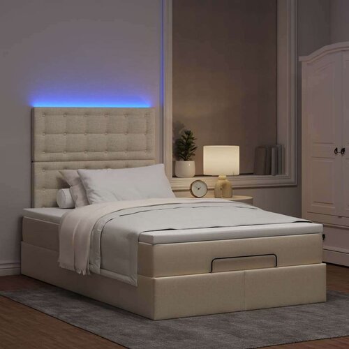  Otomanski okvir kreveta s madraca krem 120x190 cm od tkanine Cijene