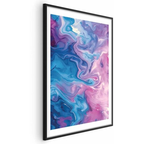  Plakat Night Flows - abstract waves in shades of blue and purple 60x90 Cene